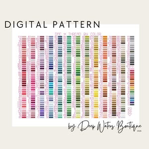 Tabla de colores de hilo DMC para punto de cruz / Descarga digital / Colores completos de 6 hilos + Variegated / 2026