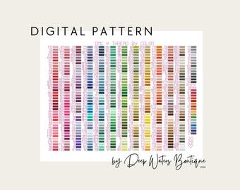 DMC Floss Color Chart Cross Stitch Pattern | Digital Download | Full 6-Strand Colors + Variegated | 2026