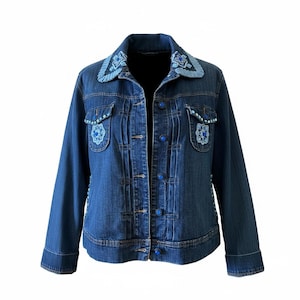 Upcycled Womend Denim Jacket/Size L-XL