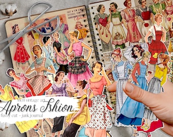 Vintage APRONS Fashion Ephemera fussy cut,43pc,junk Journal,Scrapbooking,Vintage APRONS FASHION,Kitchen Sticker,Ephemera,Digital Download
