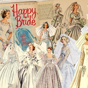 Happy BRIDE Fashion Ephemera Troquelado, diario basura, álbum de recortes, MODA vintage, pegatina de hoja de decoupage, muñeca de papel, Ephemera, descarga digital,