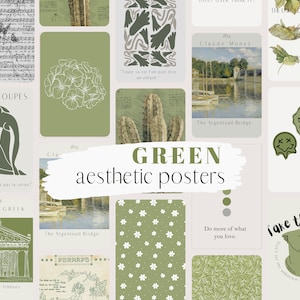 Soft Green Grunge Aesthetic Posters,Vintage Room Decor,Indie Room Decor,Digital Download Prints,Wall Collage,Wall Collage Digital 15PCS,Gift