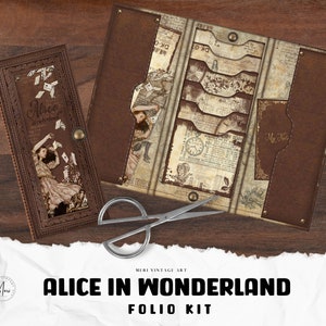 Alicia en el país de las maravillas, kit de artesanía de folio misterioso grunge, paquete de conejo blanco, sombrerero loco, kit de artesanía, papel digital, kit de folio de artesanías, kit de DIARIO BASURA