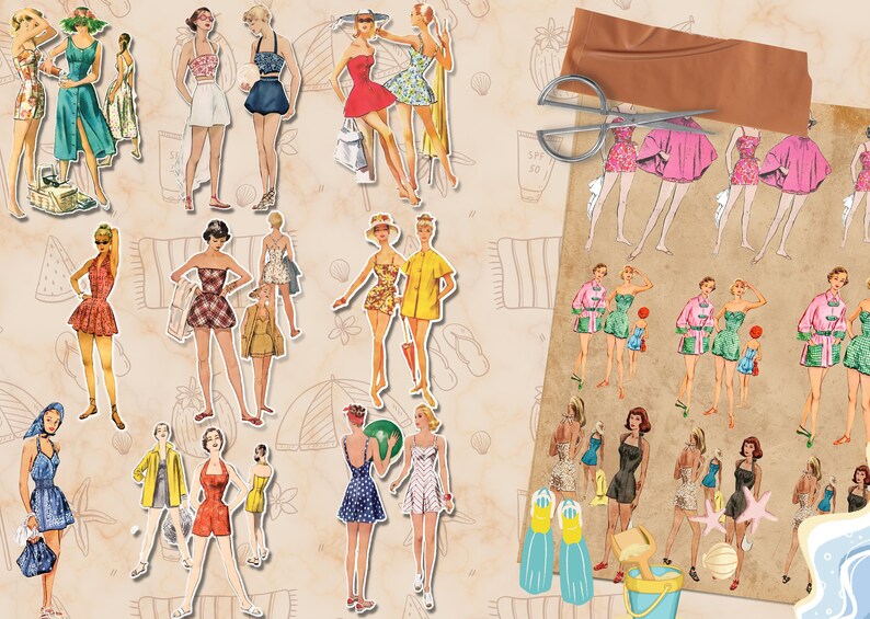 Vintage Swimwear Fashion Ephemera Fussy Cut45pcjunk Etsy