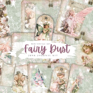 Carnets imprimables Fairy Dust Junk, Lutin, magique, conte de fées, éthéré, vert pastel, journal rose, éphémère, kit fantastique, monde enchanté imprimable