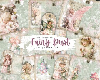 Fairy Dust Junk Journals Printables,Pixie,Magic, Fairytale,ethereal,Pastel green,Pink journal,Ephemera,Fantasy Kit,Enchanted World Printable