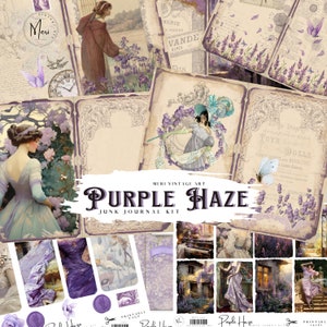 Purple Haze Junk Journal Kit, druckbare Scrapbook Papiere, Lavendel, Verzierungen, digitaler Download