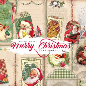 Buon Natale, kit diario spazzatura, vintage, effimera, kit diario spazzatura di Natale, kit diario spazzatura stampabile, kit artigianale, pagine di diario stampabili