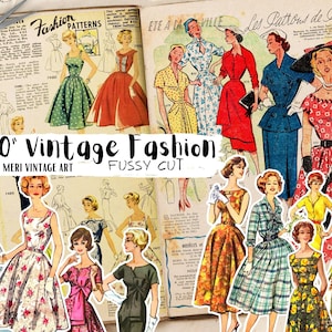 Vintage Women Fashion Ephemera fussy cut,75pc,junk Journal,Scrapbooking,Vintage FASHION,Journaling Sticker,Craft Ephemera,Digital Download