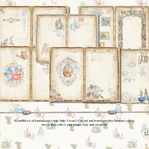 PETER RABBIT Junk Journal Kit, Printable Scrapbook Papers, Digital ...