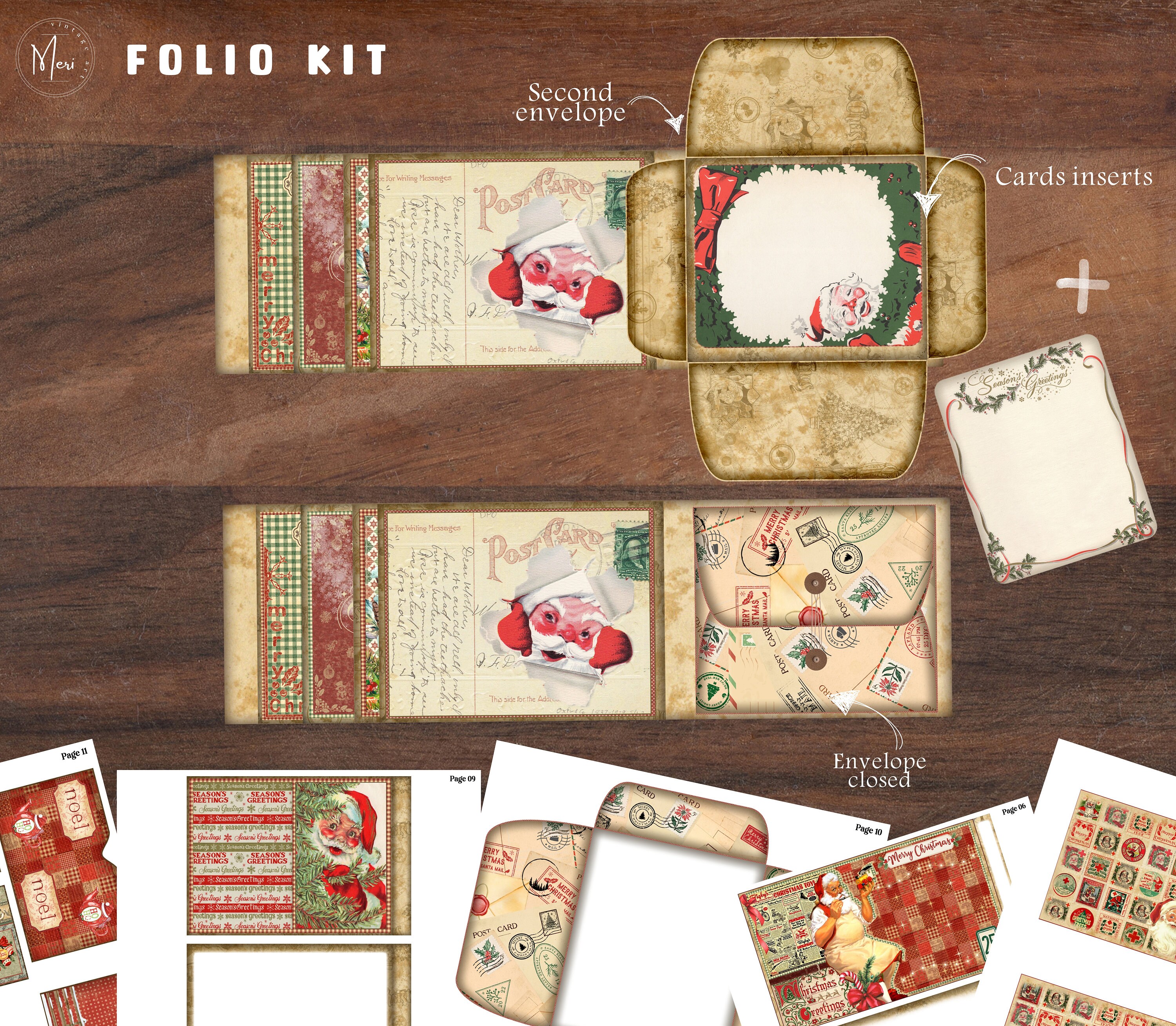 Christmas Folio, Junk Journal Kit, Folding Folio, Letters to Santa ...