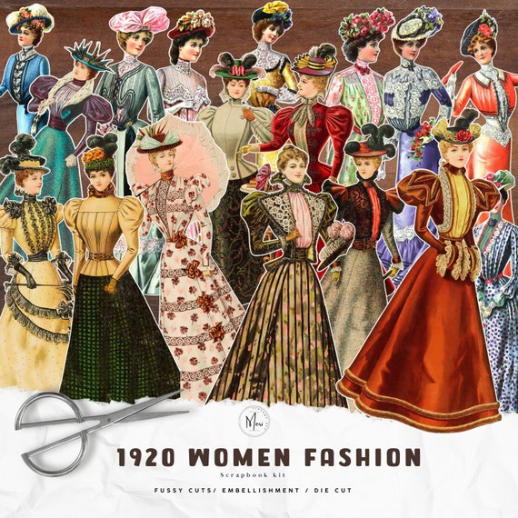 Vintage Women Fashion Ephemera,1920 Vintage Fashion, Fussy Cut,22pc,junk  Journal,scrapbooking,vintage ,haute Couture Png,digital Download - Etsy  Israel