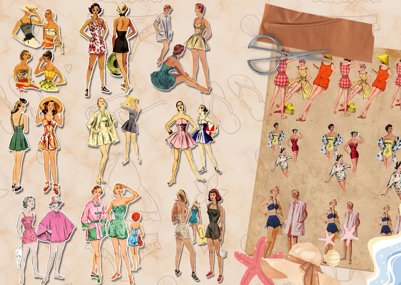 Vintage Swimwear Fashion Ephemera Fussy Cut45pcjunk Etsy