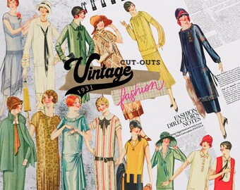 Vintage 1930 Frauen Mode Ephemera wählerisch Schnitt,junk Journal,Scrapbooking,Vintage FASHION,Journaling Aufkleber,Craft Ephemera,digitaler Download