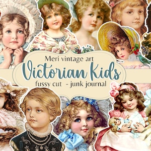 Bambini vintage vittoriani Tagli pignoli, diario spazzatura, Scrapbooking, bambini piccoli vintage, adesivi, ritagli, oggetti effimeri artigianali, download digitale, CARINO