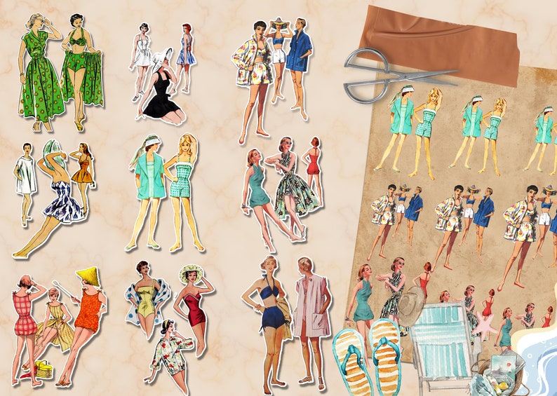 Vintage Swimwear Fashion Ephemera Fussy Cut45pcjunk Etsy