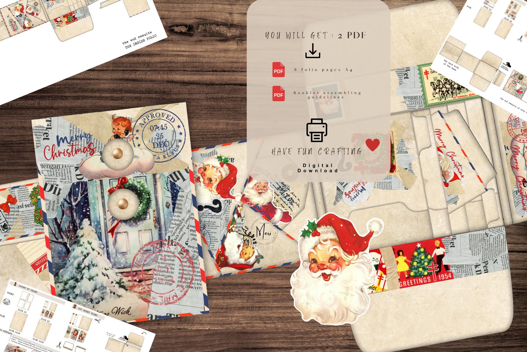 Christmas Junk Journal Kit: Vintage Santa Letters Folio (digital ...