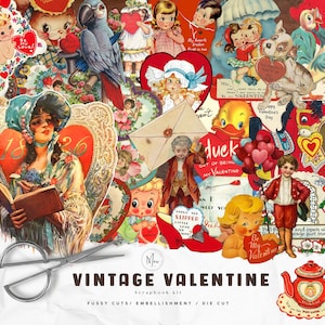 VINTAGE Valentinstag wählerisch,shabby chic,junk Journal,Scrapbooking,CLIPART,Sticker,collage Sheet,vintage Ephemera,Valentinstag,digitaler Download
