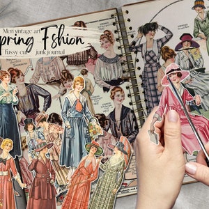 Vintage SPRING Fashion Ephemera kieskeurig gesneden, 42pc, junk Journal, Scrapbooking, Vintage FASHION, Journaling Sticker, Craft Ephemera, Digitale Download