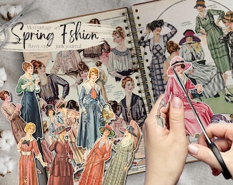 Vintage SPRING Fashion Ephemera fussy cut,42pc,junk Journal,Scrapbooking,Vintage FASHION,Journaling Sticker,Craft Ephemera,Digital Download