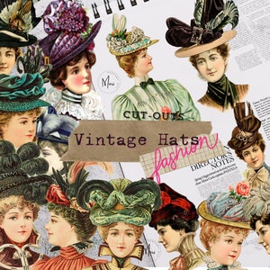Vintage HÜTE,Frauen Mode Ephemera wählerisch Schnitt,junk Journal,Scrapbooking,Vintage FASHION,Journaling Aufkleber,Craft Ephemera,digitaler Download