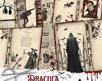 Dracula Junk Journal Kit: Gothic Vampire Ephemera (Digital Paper)