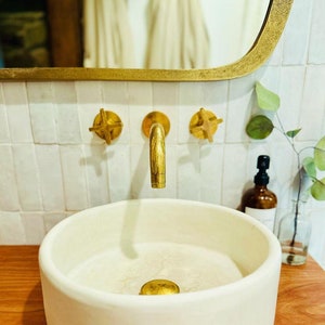 Unlacquered Solid Brass Wall Mount Faucet: Bathroom & Powder Room