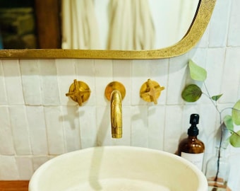 Unlacquered Solid Brass Wall Mountfaucet , Bathroom faucet , powder room faucet , bathtub faucet , powder room sink