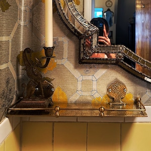 Moroccan Handmade Bathroom Shelf-Engraved Solid Brass Wall Bathroom Shelf,
