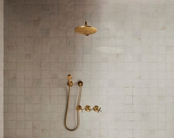 Unlacquered Brass Shower SetHead And handheld Set