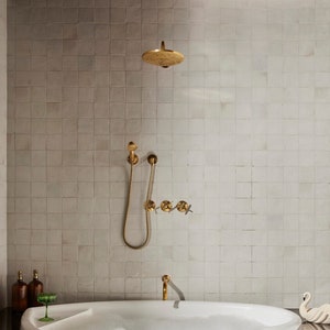 Unlacquered Brass Shower SetHead And handheld Set