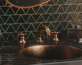 Deck Mounted Faucet , Unlacquered Brass Deck-Mounted Sink Faucet with Lever Handles
