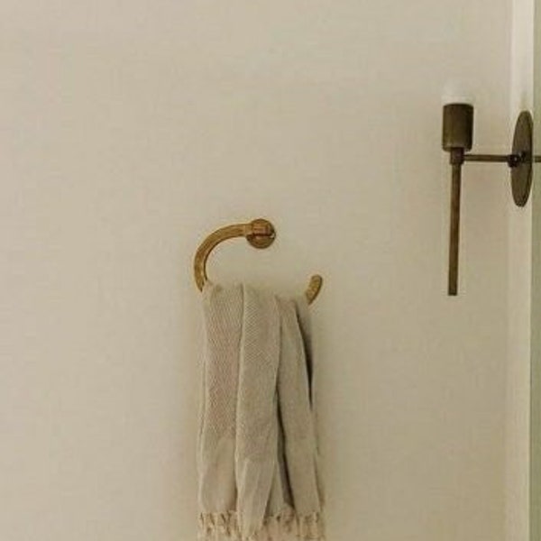 Solid Brass Bathroom Towel Rack, Handcrafted Towel Holder - For Powder Room