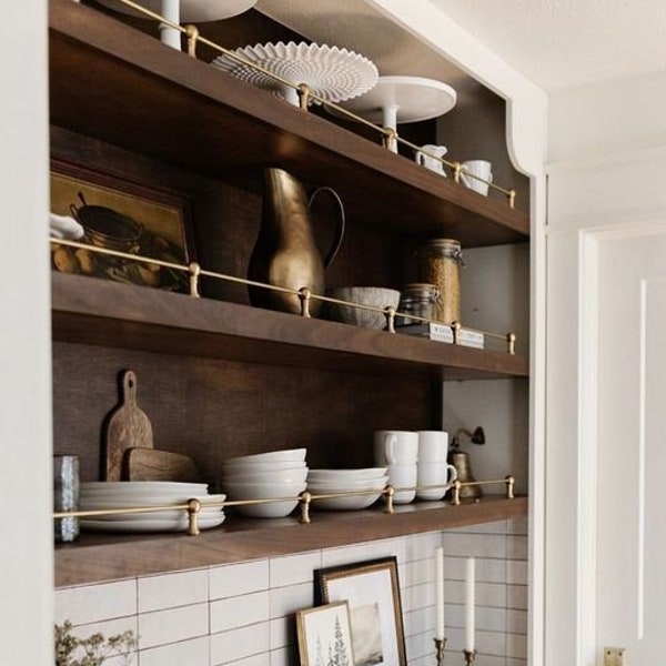 Brass Gallery Rail attaches to top perimeter of antique desks, bookcases, cabinets and shelving.