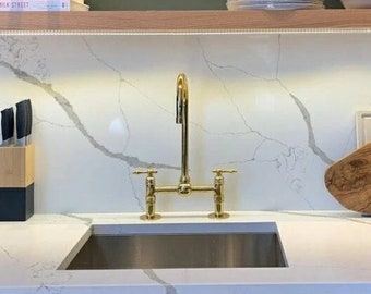 Unlacquered Brass Bridge Faucet With Ball Center