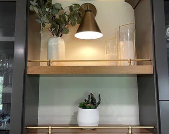 Brass Gallery Rail attaches to top perimeter of antique desks, bookcases, cabinets and shelving.