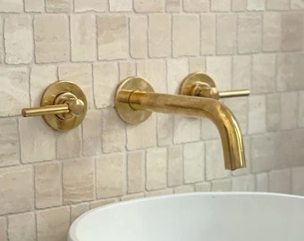 Unlacquered Solid Brass Wall Mountfaucet , Bathroom faucet , powder room faucet , bathtub faucet , powder room sink