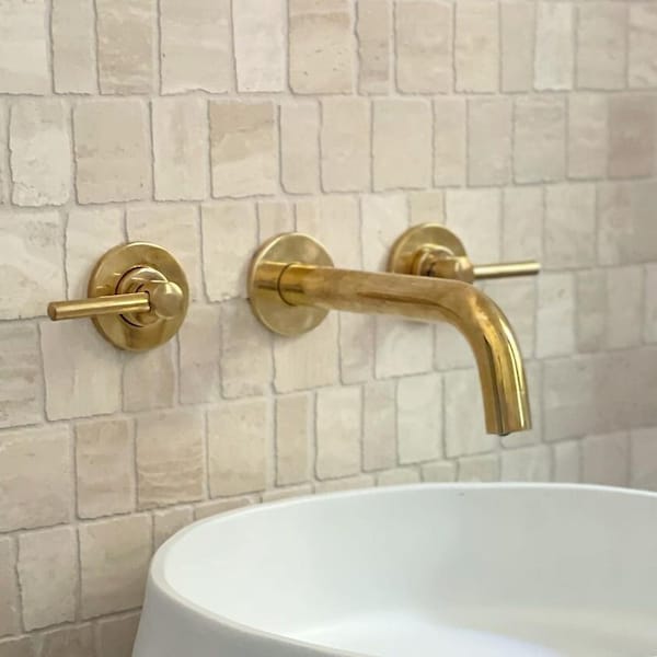 Unlacquered Solid Brass Wall Mountfaucet , Bathroom faucet , powder room faucet , bathtub faucet , powder room sink