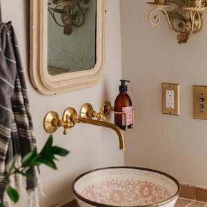 Unlacquered Brass Vintage Wall mounted bathroom faucet,Embrace the Charm of Vintage Style Faucet