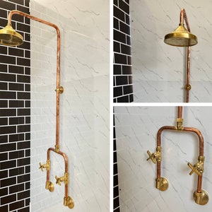 Handmade Copper Outdoor Shower: Wall Mounted Industrial Design