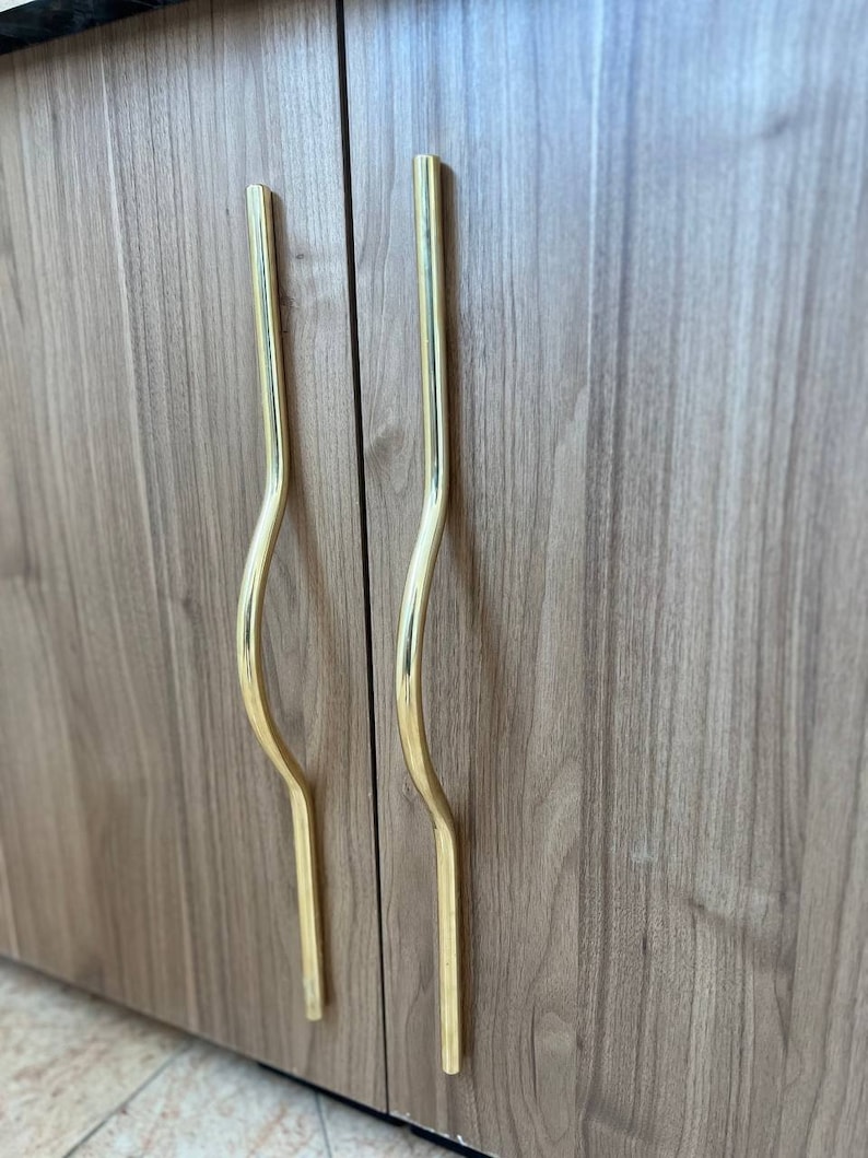 Modern Curved Arch Brass Cabinet Handle, 24 INCH Cabinet Pull Handles ...
