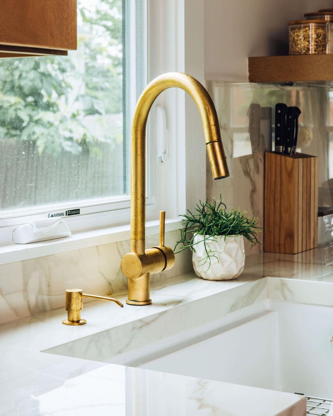 Unlacquered Brass Pull-down Kitchen Faucet - Etsy