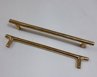 Handcrafted Antique Brass Cabinet Pulls, Brass Handles for Kitchen Cabinet