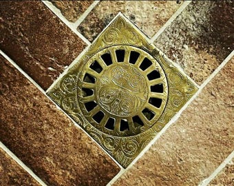 UnLacquered Brass Square Shower Floor Drain with Removable Cover-Antique Brass Shower Square drain