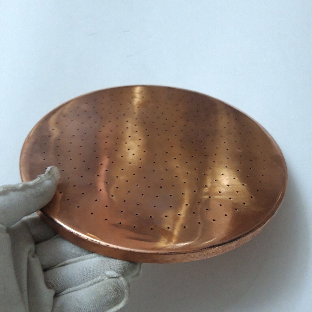 Unlacquered Flat Solid Copper Rain Shower Head, Moroccan Handcrafted