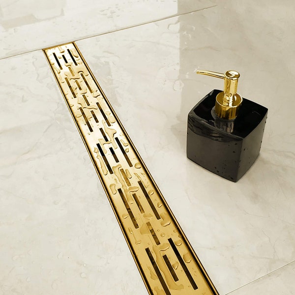 Unlacquered solid brass Rectangular Linear Shower Drain,Bathroom Floor Drain, Shower Floor Drain