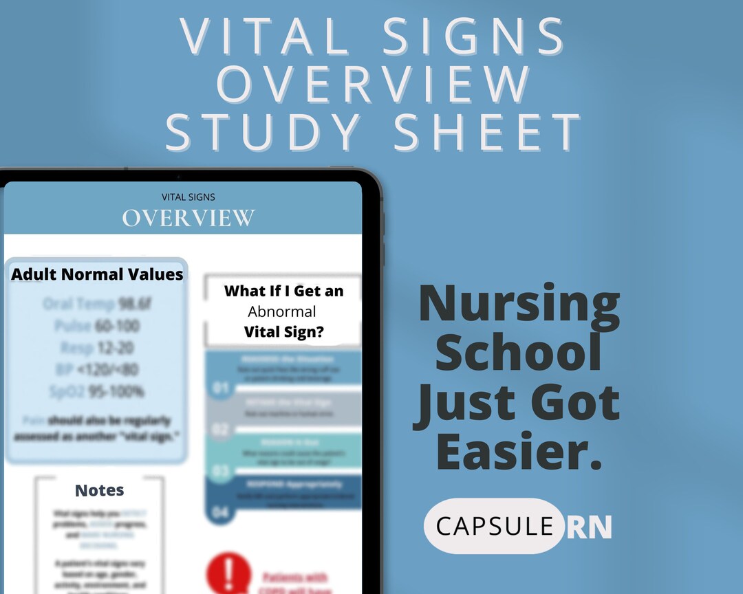 Vital Signs Overview Study Sheet Nursing School Students - Etsy