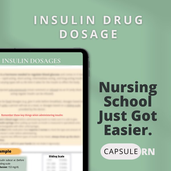 Insulin Dosage Study Sheet | Dosage Calculations | Nursing School | Insulin Administration | Sliding Scale | Digital Download