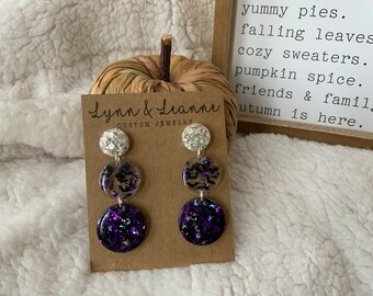 Bling Bat Halloween Bat | Sparkle | Rhinestone Eyes | Glitter | Resin | Earrings ...