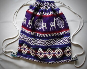 Purple Alpaca Ecuadorian Tote-bag (w/ Drawstring)